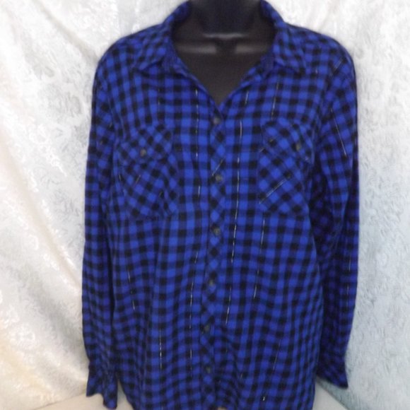 (EUC) Croft & Barrow Buffalo Plaid Blouse- Women's XL - Picture 1 of 9